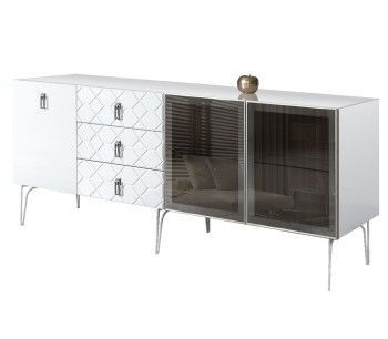 Комод 2.1м Bogemia Farfalle (Белый) (Lakobel/Хром) БМКМ-5(Fa)[5][10]