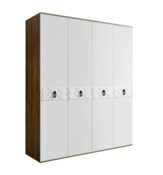 Шкаф 4-х дверный Bogemia Woodline Fa (Белый/Черный) БМШ2/4