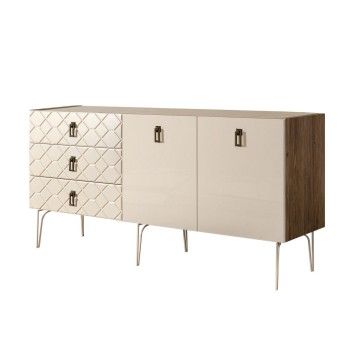 Комод 1.6м Bogemia Woodline Fa (Слоновая кость) (Novabuk/Черный) БМКМ-4