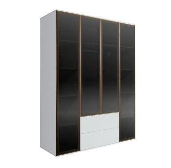 Шкаф 4-х дв. с ящиками Bogemia Air (Белый/Золото) БМШ2/42(4)