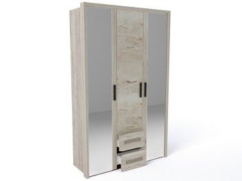 Шкаф 3-х дверный с декоративным обкладом, Мале (1442*544*2316) Дуб галифакс белый