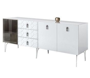 Комод 2.1м Bogemia Farfalle (Белый) (Lakobel/Хром) БМКМ-5(Fa)[4]