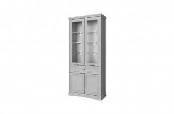 Шкаф с витриной Валенсия 2V2D1S Н серый
