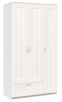 Шкаф Сириус, 3 двери и 1 ящик, 117х59х220 см, белый