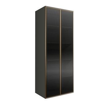 м. Марьина Роща - Шкаф 2-х дв. (2 двери стекло) Bogemia Air (Серый/Золото) БМШ2/2(2)