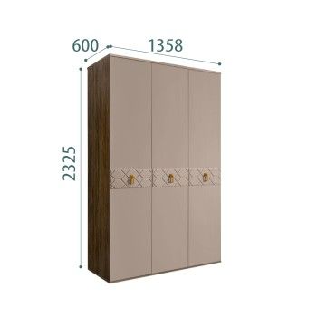 Шкаф 3-х дверный Bogemia Woodline Fa (Мокка/Золото) БМШ2/3