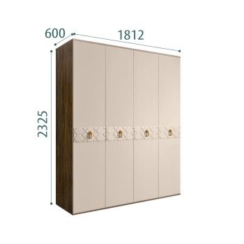 Шкаф 4-х дверный Bogemia Woodline Fa (Ваниль/Золото) БМШ2/4