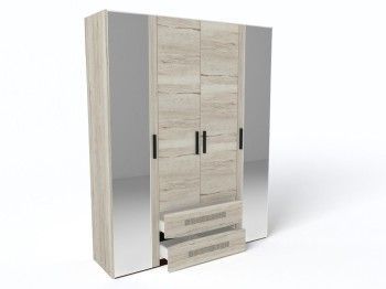 Шкаф 4-х дверный, Мале (1816*544*2278) Дуб галифакс белый, 11213