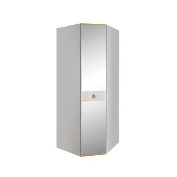 Шкаф угловой с зеркалом Римини СОЛО (Белый/Золото) РМШУ1/1(s)