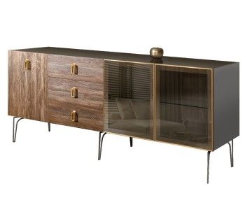 Комод 2.1м Bogemia Wood Fa (Серый) (Lakobel/Золото) БМКМ-5(Wo)[5][10]