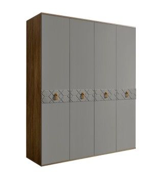 Шкаф 4-х дверный Bogemia Woodline Fa (Серый/Золото) БМШ2/4