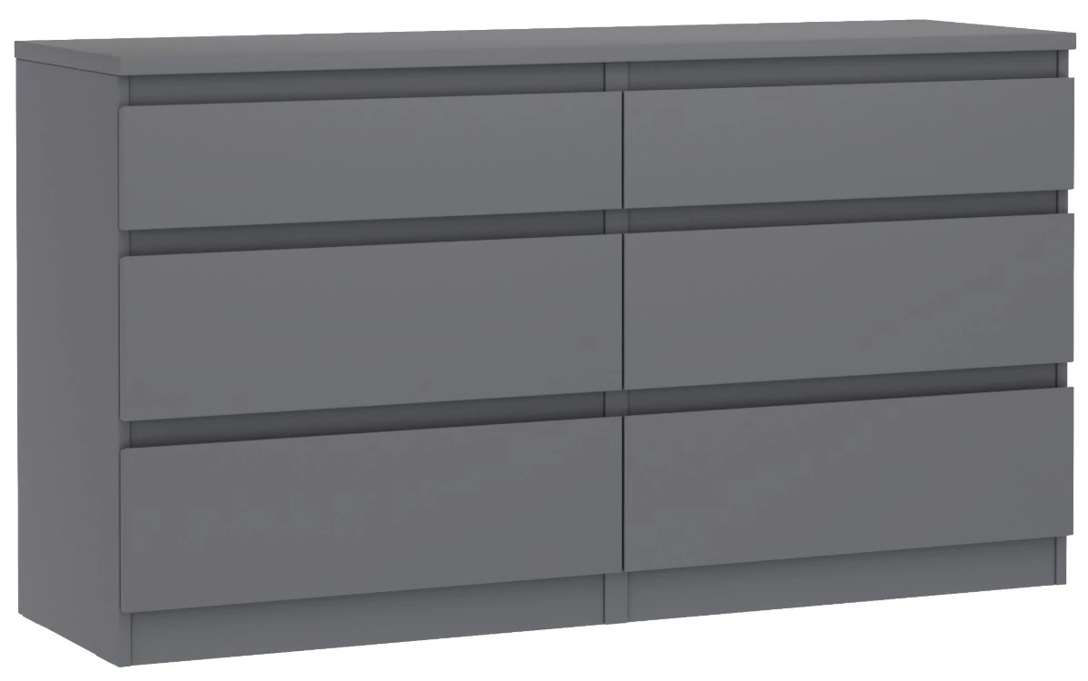 Комод Кастор, 6 ящиков, 129х40х71 см, серый