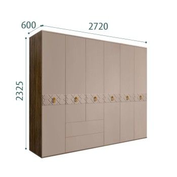 Шкаф 6-ти дверный с ящиками, Bogemia Woodline Wood Fi (Мокка/Хром) БМШ2/61(Wo)