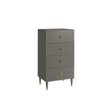 Комод 4 ящика Римини СОЛО (Серый/Золото) РМКМ-6(s)