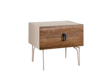 Тумба прикроватная Bogemia Wood Fa (Слоновая кость) (Novabuk/Черный) БМТП-1(Wo)