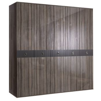 Шкаф 5-ти дверный Римини СОЛО (Орех империя/Серебро) РМШ2/5(s)