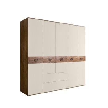 Шкаф 5-ти дверный с ящиками, Bogemia Woodline Wood Fi (Слоновая кость/Хром) БМШ2/51(Wo)