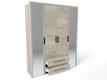 Шкаф 4-х дверный с декоративным обкладом, Мале (1892*544*2316) Дуб галифакс белый