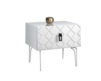 Тумба прикроватная Bogemia Farfalle (Белый) (Lakobel/Черный) БМТП-1(Fa)