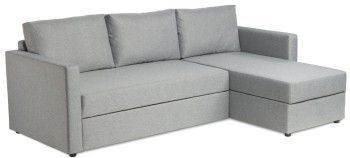 Диван угловой трехместный Вало с коротким подлокотником, серый, рогожка