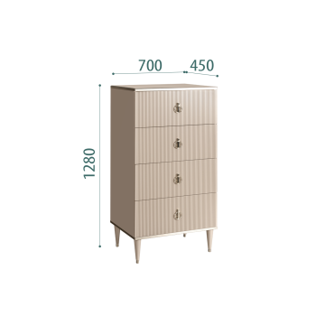 Комод 4 ящика Римини СОЛО (Ваниль/Серебро) РМКМ-6(s)