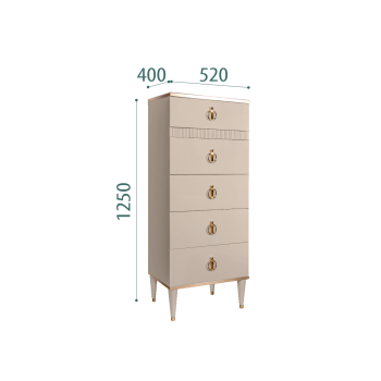 Комод узкий с планкой Римини СОЛО (Ваниль/Золото) РМКМ-2(s)