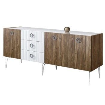 Комод 2.1м Bogemia Woodline Wood Fi (Белый) (Lakobel/Хром) БМКМ-5