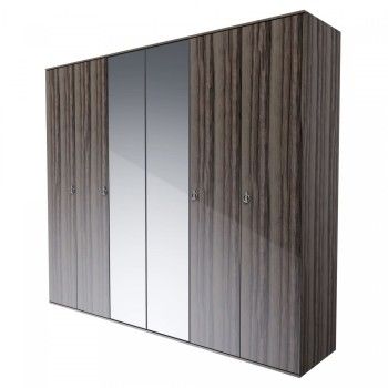 Шкаф 6-ти дверный с зеркалом Римини (Орех империя/Серебро) РМШ1/6
