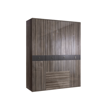 Шкаф 4-х дверный с ящиками Римини СОЛО (Орех империя/Серебро) РМШ2/41(s)