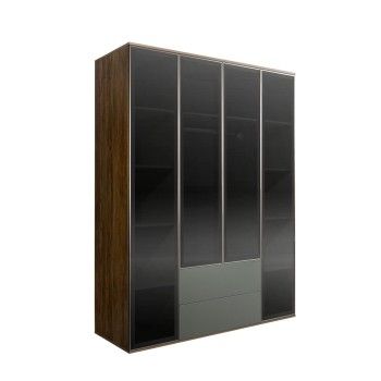 Шкаф 4-х дв. с ящиками Bogemia Woodline Air (Серый/Серебро) БМШ2/42(4)