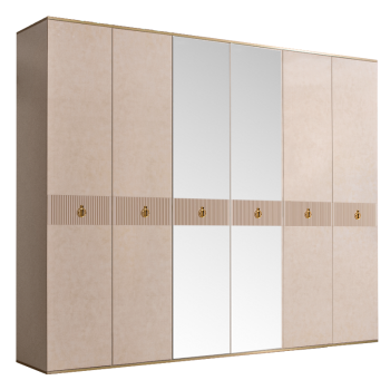 Шкаф 6-ти дверный с зеркалом Римини СОЛО (Латте/Золото) РМШ1/6(s)