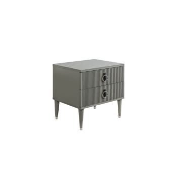 Тумба прикроватная 2 ящика Римини СОЛО (Серый/Серебро) РМТП-2(s)