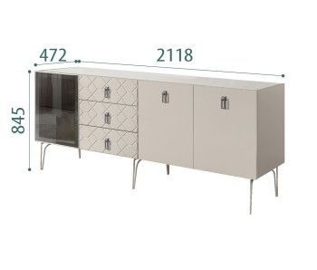 Комод 2.1м Bogemia Farfalle (Шелк) (Novabuk/Хром) БМКМ-5(Fa)[4]