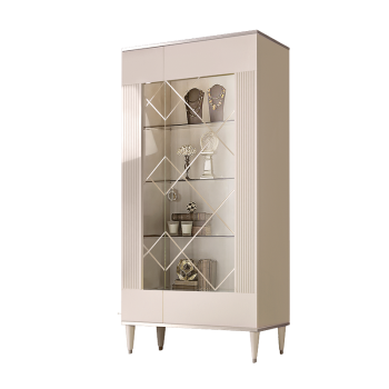 Витрина 2-ств. Римини СОЛО (Слоновая кость/Серебро) (Правая) РМВ2-2С(s)