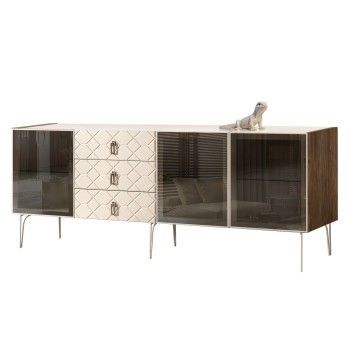 Комод 2.1м Bogemia Woodline Fa (Слоновая кость) (Lakobel/Хром) БМКМ-5[5]