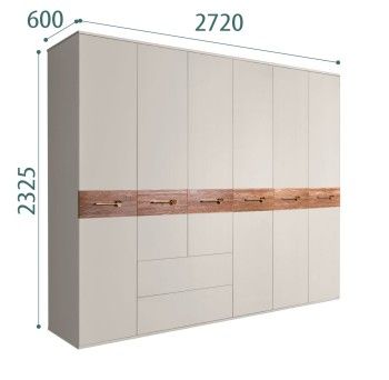 Шкаф 6-ти дверный с ящиками, Bogemia Wood Wo (Шелк/Золото) БМШ2/61(Wo)