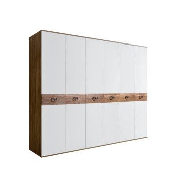 Шкаф 6-ти дв. Bogemia Woodline Wood Fi (Белый/Хром) БМШ2/6(Wo)