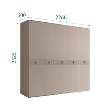 Шкаф 5-ти дверный Римини СОЛО (Мокка/Серебро) РМШ2/5(s)