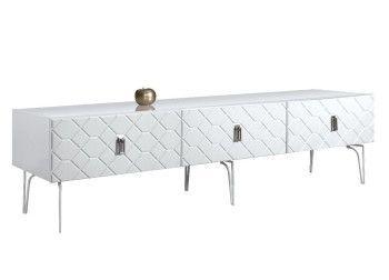 Тумба под телевизор 2.1м Bogemia Farfalle (Белый) (Lakobel/Хром) БМТ-2(Fa)