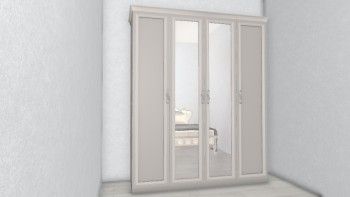 Шкаф Мишель Лайт 4-дверный с зеркалом серый