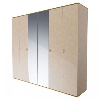 Шкаф 6-ти дверный с зеркалом Римини (Латте/Золото) РМШ1/6