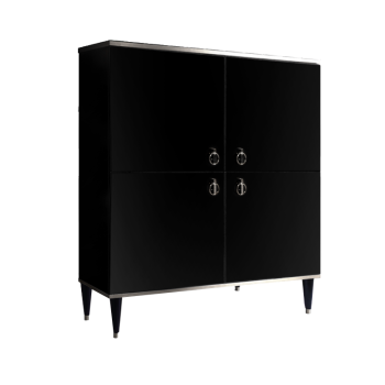 Пенал 4 двери Римини (Черный/Серебро) РМП-3