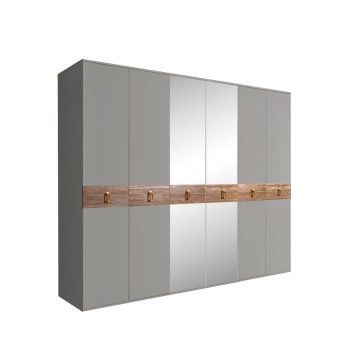 Шкаф 6-ти дв. с зеркалами Bogemia Wood Fa (Серый/Золото) БМШ1/6(Wo)