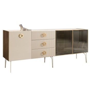 Комод 2.1м Bogemia Woodline Fi (Слоновая кость) (Lakobel/Золото) БМКМ-5[5][10]