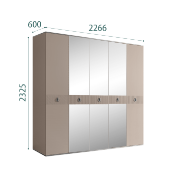 Шкаф 5-ти дверный с зеркалом Римини СОЛО (Мокка/Серебро) РМШ1/5(s)