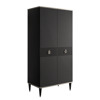 Шкаф-пенал Римини СОЛО (Черный/Серебро) РМП-2(s)