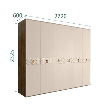 Шкаф 6-ти дв. Bogemia Woodline Wood Fi (Ваниль/Хром) БМШ2/6(Wo)