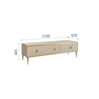 Тумба под телевизор 3 ящика Римини СОЛО (Ваниль/Золото) РМТ-4(s)[10]