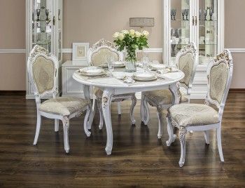 Столовая Натали белый глянец с круглым столом