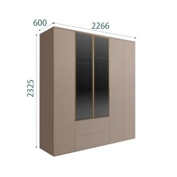 Шкаф 5-ти дв. с ящиками Bogemia Air (Мокка/Золото) БМШ2/52(2)